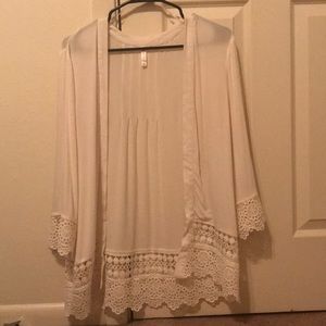 White Kimono with Lace Trim